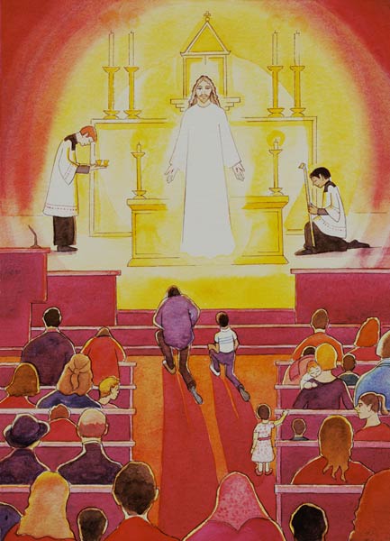 Jesus Christ is truly present in the Blessed Sacrament, 2005 (w/c on paper)  od Elizabeth  Wang