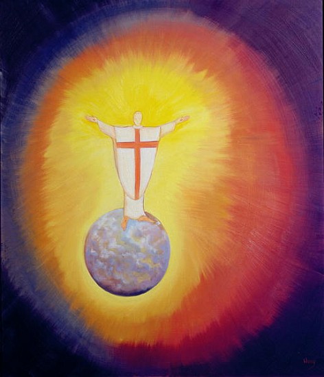Jesus Christ is our High Priest who unites earth with Heaven, 1993 (oil on panel)  od Elizabeth  Wang