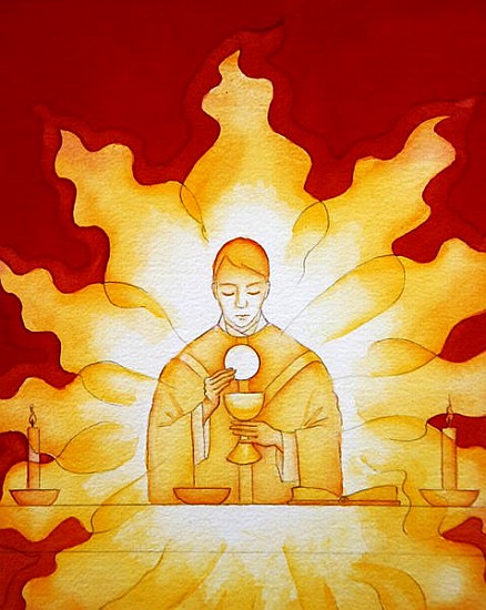 The Presence of Jesus Christ in the Holy Eucharist is like a consuming fire, 2003 (w/c on paper)  od Elizabeth  Wang