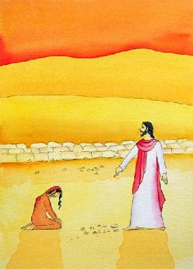 Jesus forgives the woman caught in adultery, 2006 (w/c on paper) 