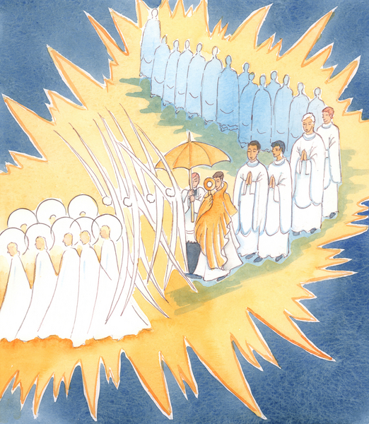 Whenever we honour the Presence of Jesus in the Blessed Sacrament the angels and saints join us in o od Elizabeth  Wang
