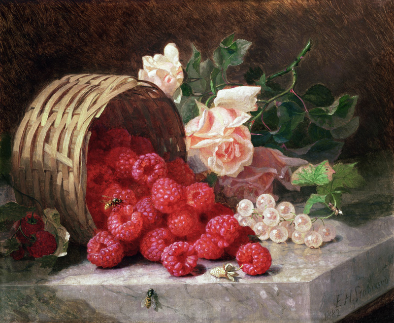 Overturned Basket with Raspberries and White Currants od Eloise Harriet Stannard