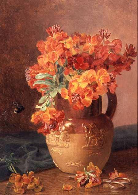 A Still Life with Wallflowers in a Stoneware Jug od Eloise Harriet Stannard