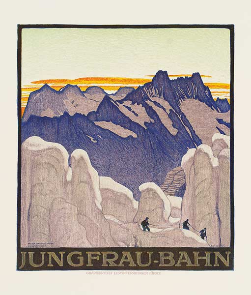Jungfrau-Bahn, poster advertising the Jungfrau mountain railway od Emil Cardinaux