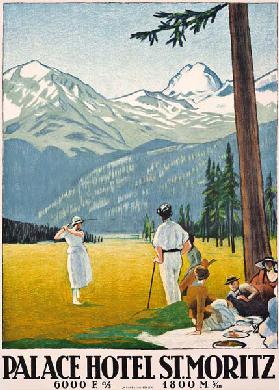 Poster advertising the Palace Hotel at St. Moritz