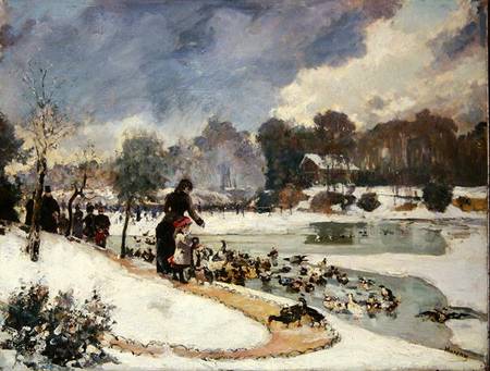 Ducks in the Bois de Boulogne od Emile Antoine Guillier