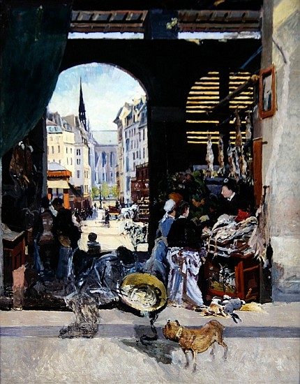 The Carmes Market, Rue Maubert od Emile Antoine Guillier