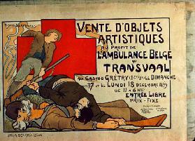 Poster advertising a sale of art objects for the benefit of the Belgian Ambulance in the Transvaal, 