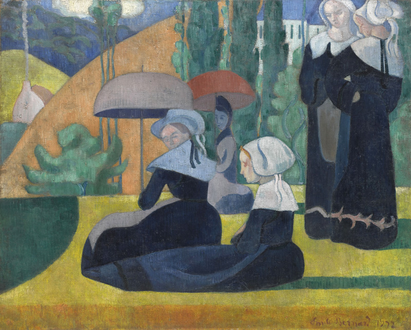 Breton Women with Umbrellas od Emile Bernard