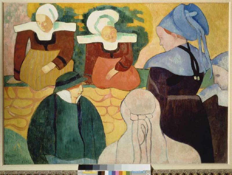 Breton women on a wall od Emile Bernard