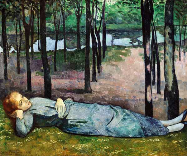 Madeleine, the sister of the artist in the Parc de, ' Amour at the Aven od Emile Bernard