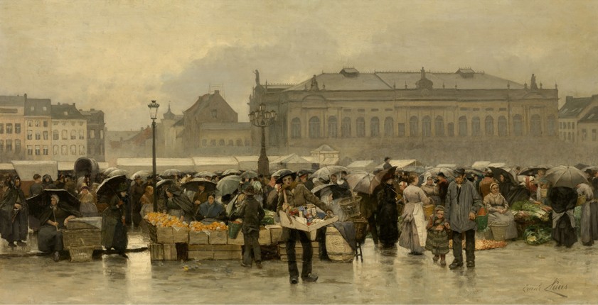 The market in front of the Stadsschouwburg theatre in Antwerp od Emile Claus