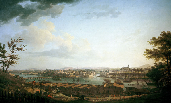 Bayonne, View / Painting by J. Vernet od Emile Jean Horace Vernet