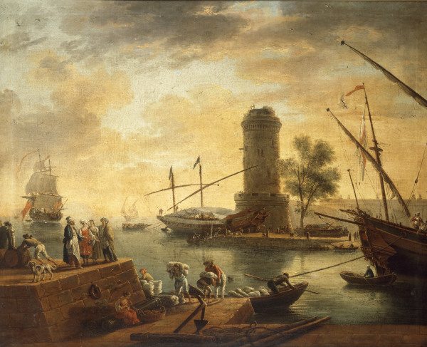 C.Vernet, Mediterranean Harbour Scene. od Emile Jean Horace Vernet