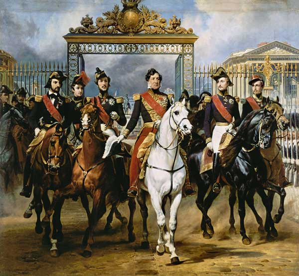 Louis Philippe and his sons to horse at this leave Versailles of lock. od Emile Jean Horace Vernet