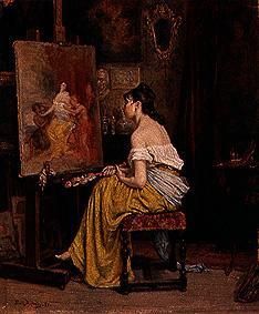 The model in front of the easel. od Emile Robellaz