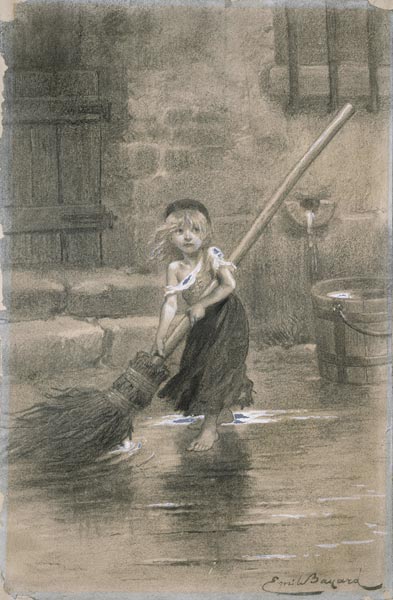 Cosette. Illustration from Les Misérables by Victor Hugo od Emile Antoine Bayard