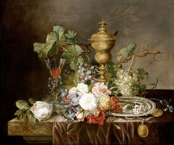 Blumenstillleben mit einem silbervergoldeten Pokal od Emily Coppin Stannard