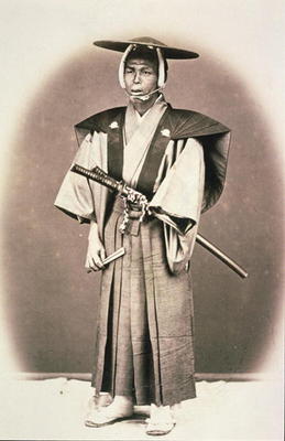 Japanese Court Official or Samurai, c.1870s (hand-coloured albumen print) od English Photographer, (19th century)