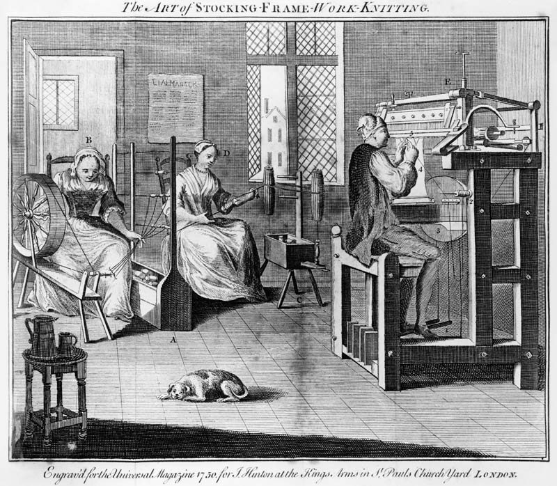The Art of Stocking-Frame-Work-Knitting; engraved for the ''Universal Magazine'' 1750 od English School