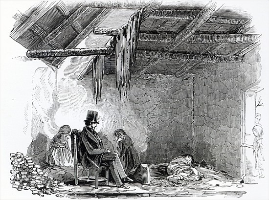 A doctor visiting a family during the Irish Famine, c.1849 od English School