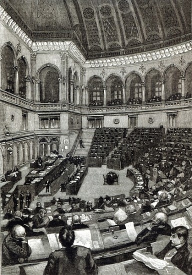A night sitting in the Italian Chamber of Deputies, from ''Leisure Hour'' od English School