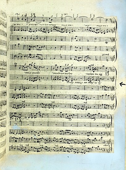 A page from one of the only two copies known to exist of the first printing of Handel''s Messiah in  od English School