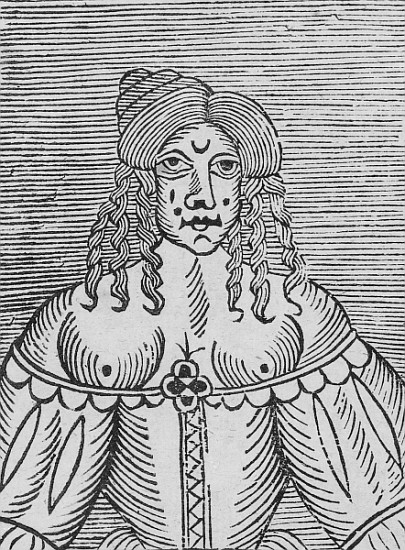 A Tudor Lady with bared breasts, an illustration from ''A Book of Roxburghe Ballads'' od English School