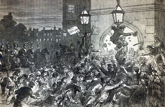 Bread Riot at the entrance to the House of Commons in 1815 od English School