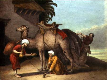 Two Camels with Attendants od English School