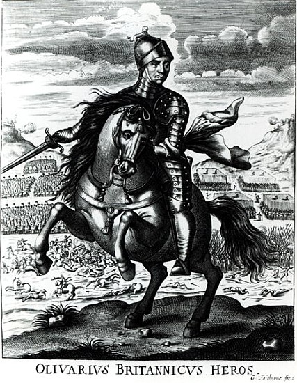 Equestrian portrait of Oliver Cromwell (1599-1658) od English School