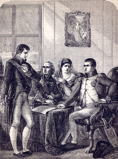 Ferdinand of Spain resigning his crown at the dictation of the Emperor Napoleon od English School