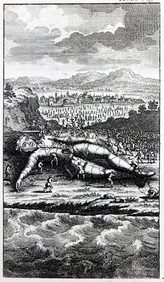 Gulliver captured the Lilliputians, illustration from ''Gulliver''s Travels''Jonathan Swift od English School