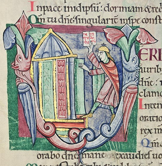 Historiated initial ''V'', Psalm 5, St. Alban''s Psalter, c.1123 od English School