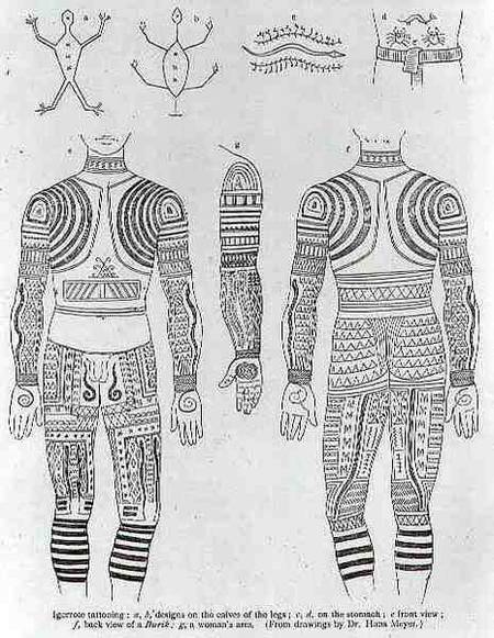 Igorrote tattooing, from 'The History of Mankind', Vol.1, by Prof. Friedrich Ratzel od English School