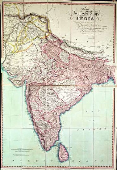 Improved Map of India published in London 1820 () od English School