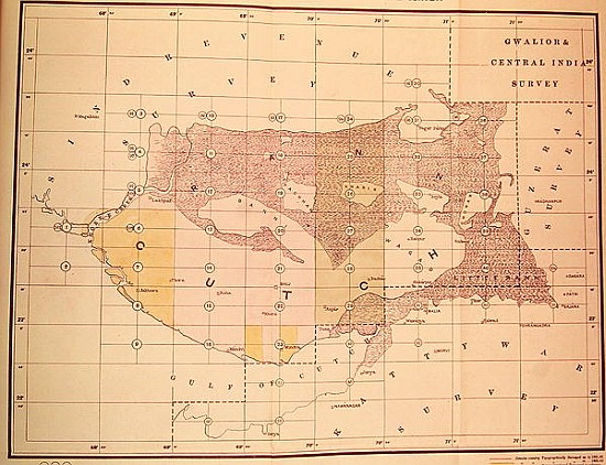 Index Chart of the Cutch Topographical Survey the Trigonometrical Branch, Survey of India, Dehra Dun od English School