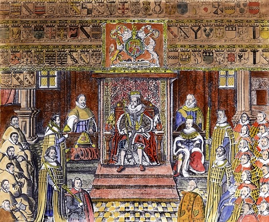 James I of England (1566-1625) at Court, od English School