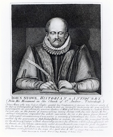John Stowe, portrait from his monument at the Church of St. Andrew, Undershaft od English School