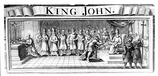 King John surrenders his crown to Pandulph Masca, Papal Legate, at Dover in May od English School