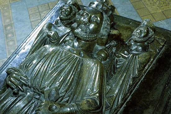King John''s Tomb with two miniature figures of St. Wulstan and St. Oswald od English School