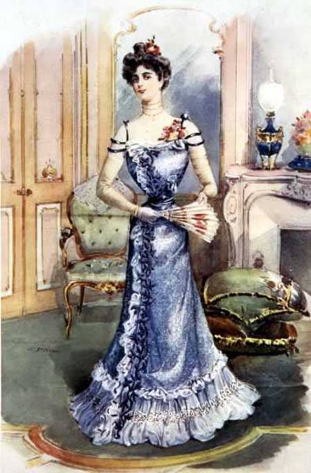 A Lady in her Sitting Room, magazine illustration by C. Drivan od English School