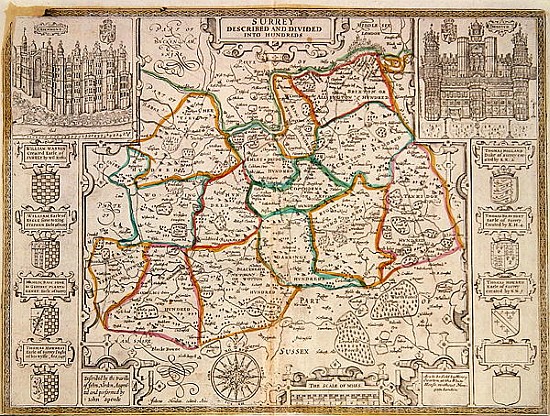 Map of Surrey, described and divided into hundreds od English School