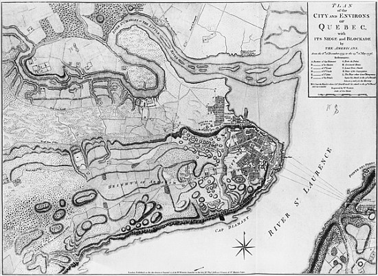 Ms A 224 f.8 Map of the city and environs of Quebec with its siege and blockade the Americans, illus od English School