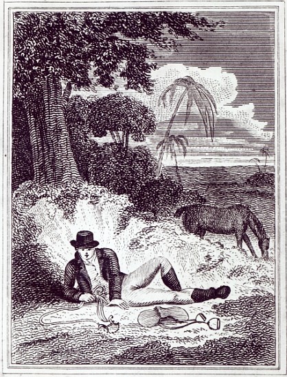 Mungo Park in Africa, an illustration from ''Travels in the interior districts of Africa: performed  od English School