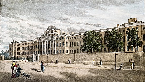 New Bethlem Hospital, St. George''s Fields; engraved by Riley od English School