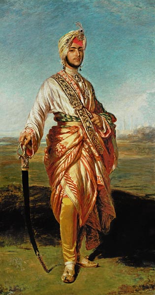 Portrait Of The Maharajah Duleep Singh Of Elveden, Standing Full Length, Wearing Maharajah''s Robes od English School