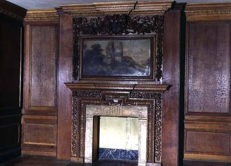Panelling and chimney-piece from the Old Palace, Bromley-by-Bow od English School