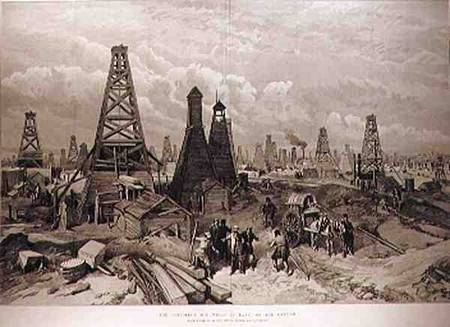 The Petroleum Oil Wells at Baku on the Caspian Sea, from 'The Illustrated London News' od English School