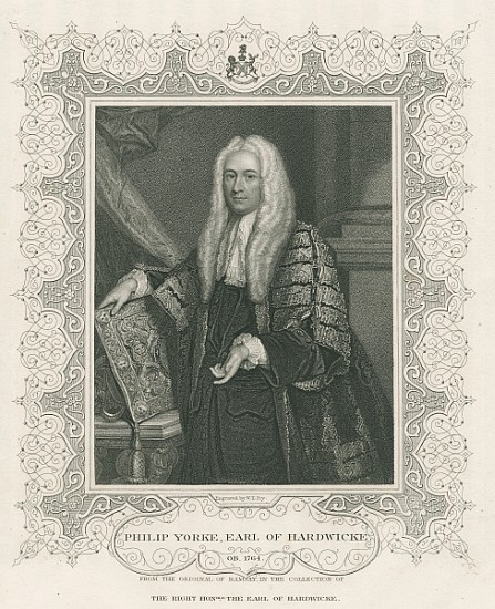 Philip Yorke, 1st Earl of Hardwicke, from ''Lodge''s British Portraits'' od English School